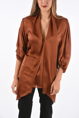 Silk Draped Neck Blouse