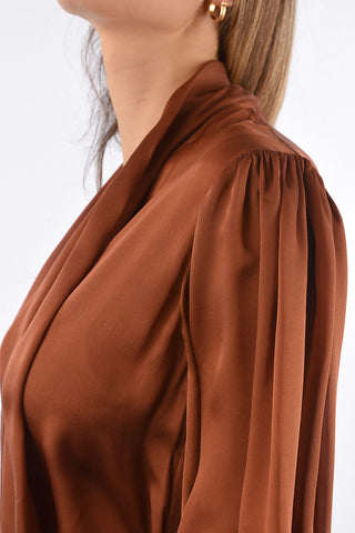 Silk Draped Neck Blouse
