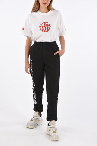 pantalone jogger in felpa con coulisse in vita