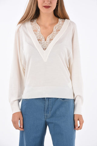 v-neck sweater with lace details