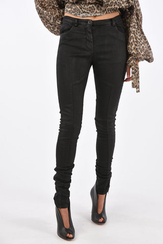 Waxed Cotton Slim Fit Pants with Ankle Zip