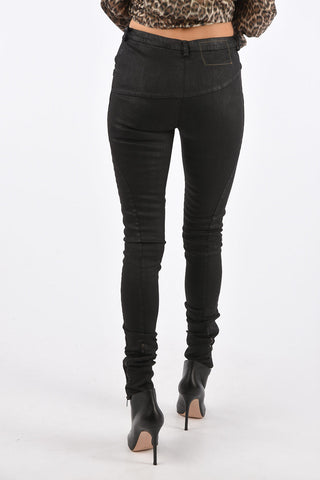 Waxed Cotton Slim Fit Pants with Ankle Zip