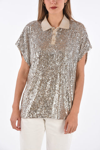 sequined polo neck sweater