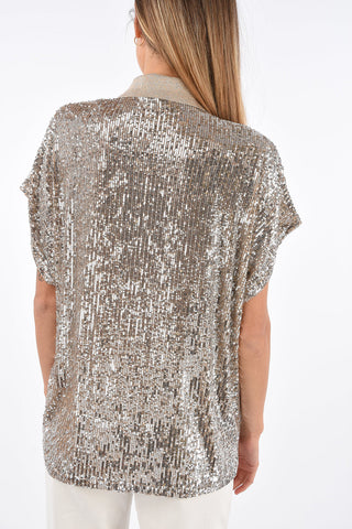 sequined polo neck sweater