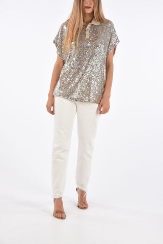 sequined polo neck sweater