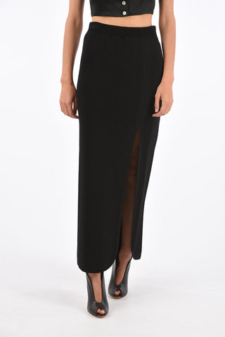 Knit Long Skirt with Split on Front