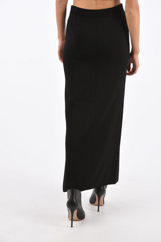 Knit Long Skirt with Split on Front