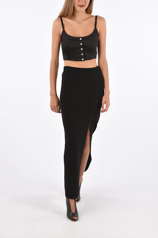 Knit Long Skirt with Split on Front