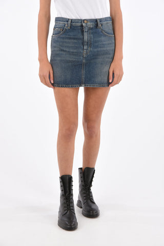 denim Mid-rise waist mini skirt