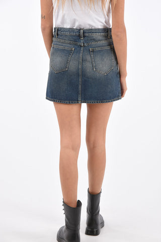denim Mid-rise waist mini skirt