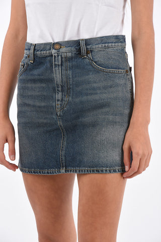 denim Mid-rise waist mini skirt