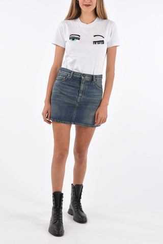 denim Mid-rise waist mini skirt