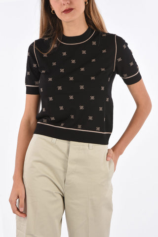 All over embroidered logo crew-neck sweater