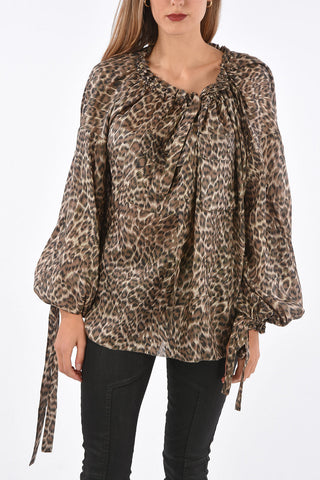 Animal Printed Silk Blouse SURAYA with Pockets