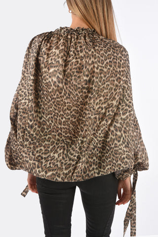 Animal Printed Silk Blouse SURAYA with Pockets
