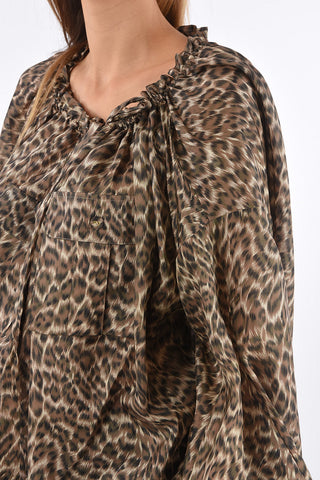 Animal Printed Silk Blouse SURAYA with Pockets