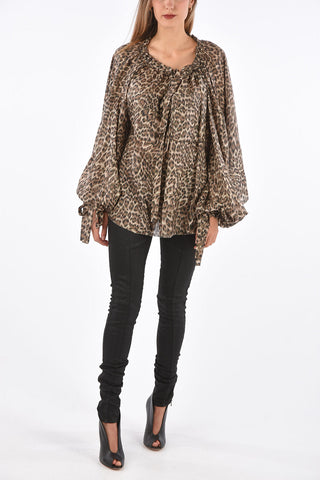 Animal Printed Silk Blouse SURAYA with Pockets