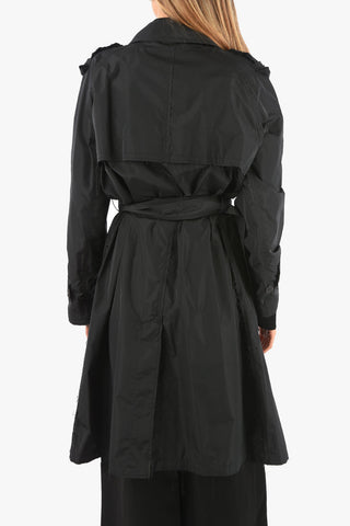 Double Breasted Slim Fit Trench with Frayed Hem