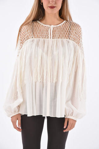 Blusa AGLAIA  in Lana e Cashmere con Spalle Macrame