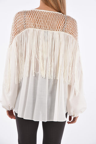 Blusa AGLAIA  in Lana e Cashmere con Spalle Macrame