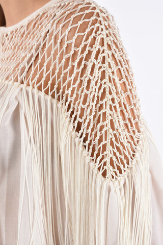Blusa AGLAIA  in Lana e Cashmere con Spalle Macrame