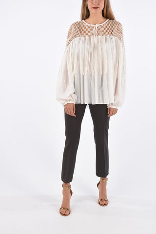 Blusa AGLAIA  in Lana e Cashmere con Spalle Macrame
