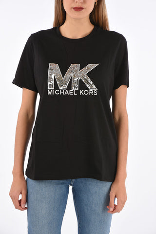 sequined crew-neck t-shirt
