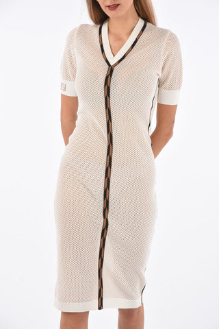short sleeve knee lenght mesh bodycon dress