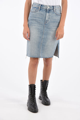 SUPERIOR denim stretch split-side hem above knee skirt