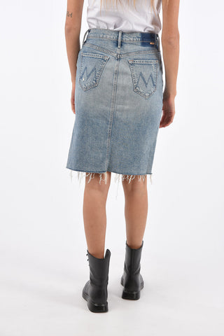 SUPERIOR denim stretch split-side hem above knee skirt