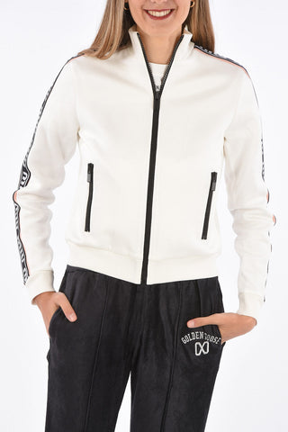 logoed side band sweatshirt with zip closure