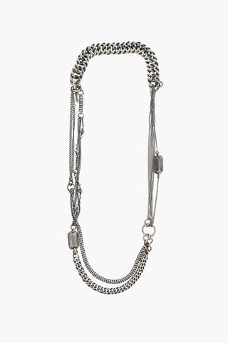 Silver chain collier bracelet with rectangular details