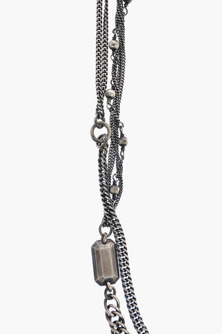 Silver chain collier bracelet with rectangular details