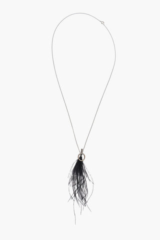 Silver Necklace with Ostrich Feather