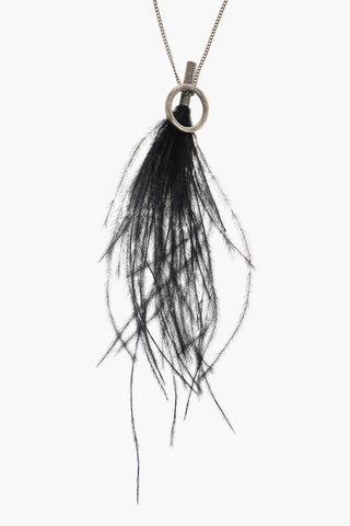 Silver Necklace with Ostrich Feather