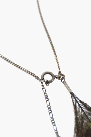 Silver Necklace with Peacock Feather