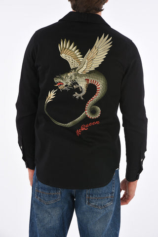 Denim Overshirt with Embroidery on the Back