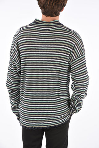 MM14 Flax Striped Polo Neck Sweater