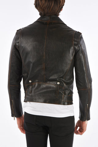 Vintage Effect Leather Jacket RYAN with Studs