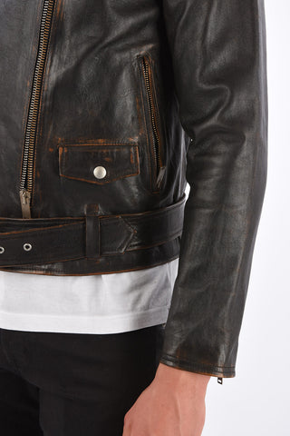 Vintage Effect Leather Jacket RYAN with Studs