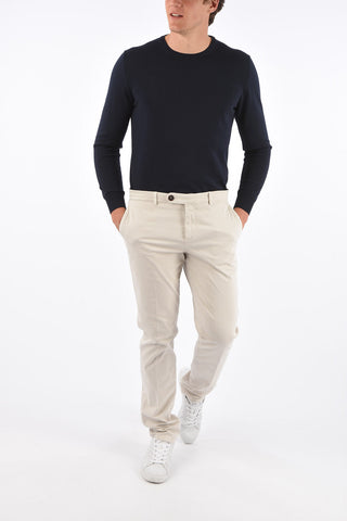 Stretch Cotton Straight Fit Pants with Belt Loops