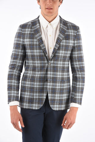 CC Collection check drop 6R side vent patch pocket half-lined 2-button blazer
