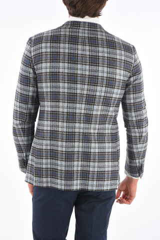 CC Collection check drop 6R side vent patch pocket half-lined 2-button blazer
