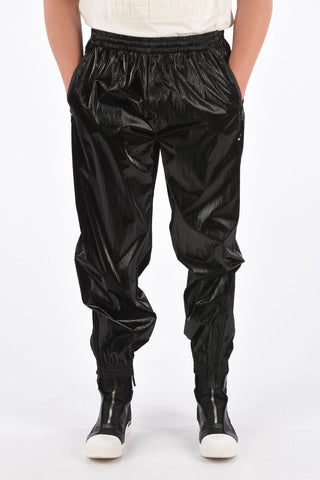 Coated Fabric Joggers with Ankle Zip