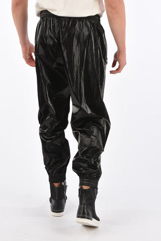 Coated Fabric Joggers with Ankle Zip