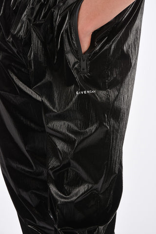 Coated Fabric Joggers with Ankle Zip