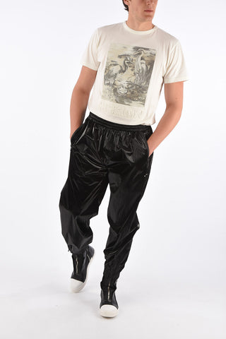 Coated Fabric Joggers with Ankle Zip