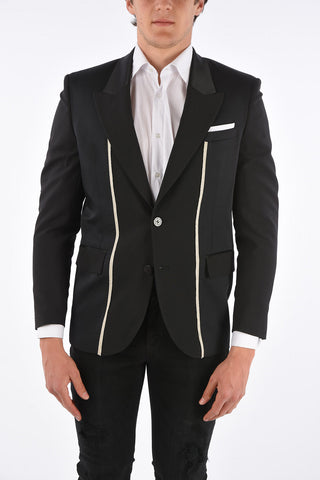 side vents peak lapel 2-button slim fit blazer
