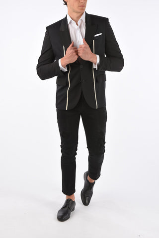 side vents peak lapel 2-button slim fit blazer