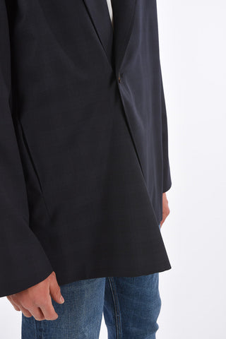 Checked Virgin Wool Peak Lapel Trench